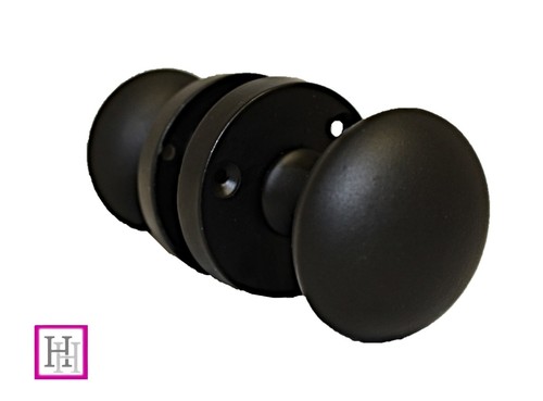 MATT BLACK Door Knob Round Sprung Mortise: Rose Diameter approx 56mm DOOR HANDLE - Picture 7 of 12
