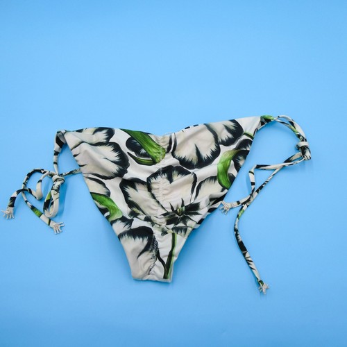Agua Bendita XL Alicia Giard White Floral Striped Tie Brazilian Bikini Bottom - Picture 6 of 9