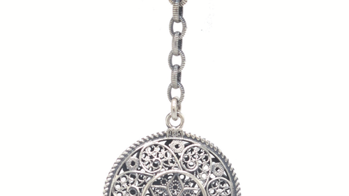 Handmade Filigree Keychain Made of 925 Sterling Silver, Telkari Key Ring - Video 1 of 1