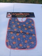 Vintage Halloween Baby Bib NEW SEALED Orange Pumpkins Purple Stars Black 90s
