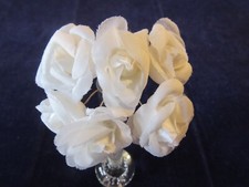 Vintage Millinery Flower 6pc Bunch of 1 1/4" Roses White B122