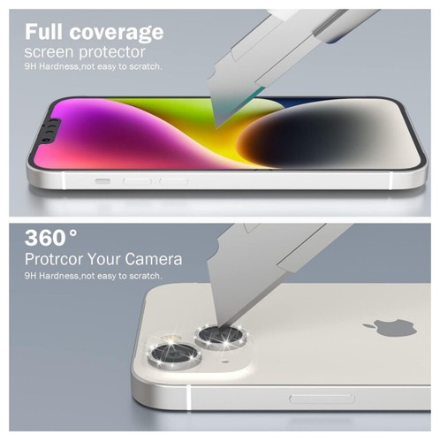 iPhone 14 Glitter Metal Ring Camera Lens Protectors, 3 Pack Screen Protector - Picture 7 of 7