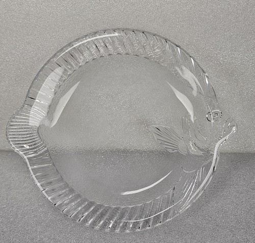 Mikasa Crystal Glass La Pesce 4 Individual Plates 6" NEW Original Box Japan Vtg - Picture 6 of 10