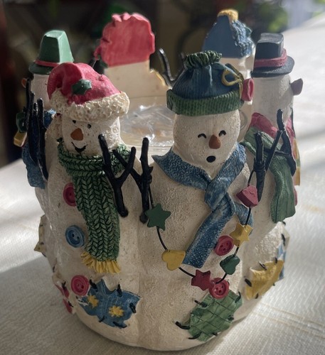 Avon Snowy Folks Candle Holder w/ Box Gift Christmas Collection 1998 Snowman NEW - Picture 4 of 12