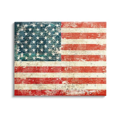 Rustic American Flag Canvas Wall Art Design by Peter Horjus