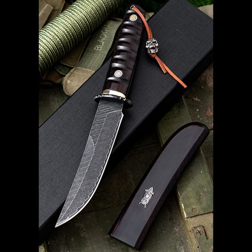Japanese Style Damascus Fruit Knife Outdoor EDC Camping Blade for Collection - Picture 9 of 14