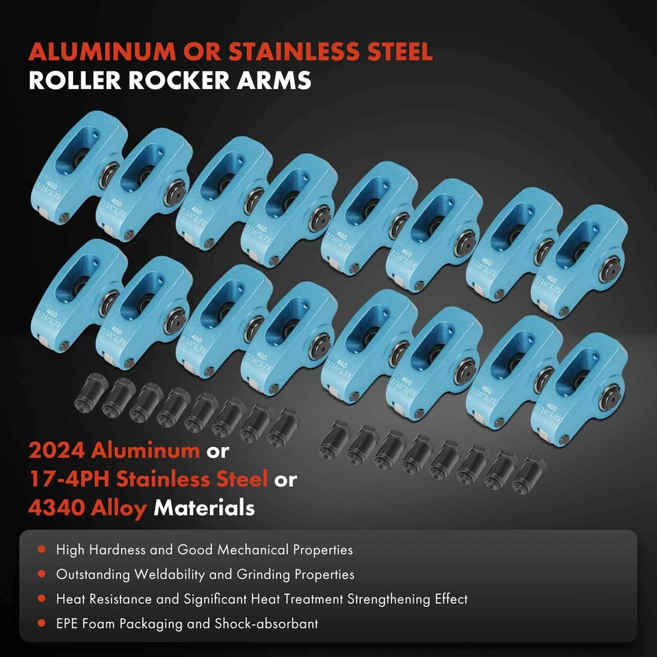 Brazos basculantes de aluminio azul 2024 para rodamientos de agujas Ford BBF 460 1,73 relación 7/16" Foto 4 de 4