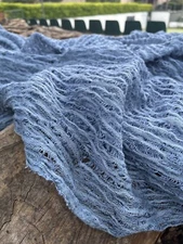 Indigo Blue Textured Sheer Linen Fabric | 3D Cotton | 2 Yards.