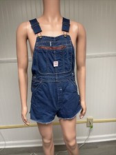 Vintage 1970s Red Camel Sanforized Bib Overalls Denim Cutoffs S/M 2 1/4  Inseam