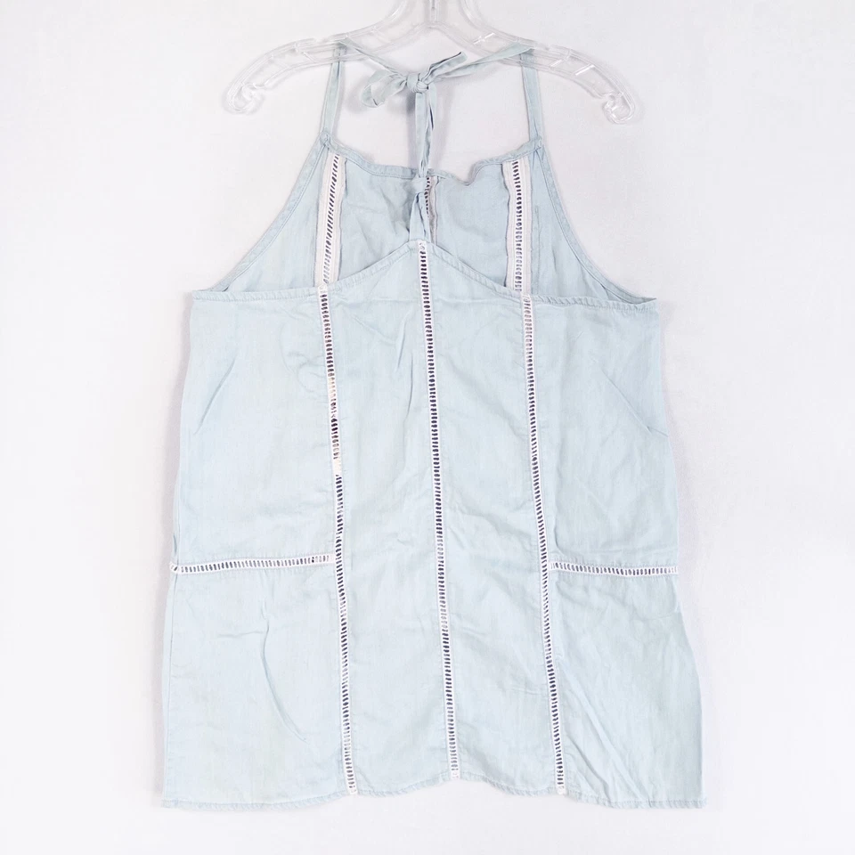 Obey 连衣裙女式 M/L 蓝色混凝土海滩布孔眼装饰迷你休闲 — 第 3/4 张图片