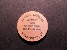 Stratford, Connecticut Wooden Nickel Token - Dunkin' Donuts Wooden Nickel Coin
