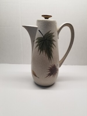 Mid Century Modern Harmony House Stoneware Maple Leaf Coffee Tea Pot