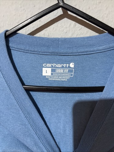 Camiseta Carhartt Original Workwear Bolsillo Calce Suelto Azul Para Hombre Talla Grande” - Imagen 4 de 7