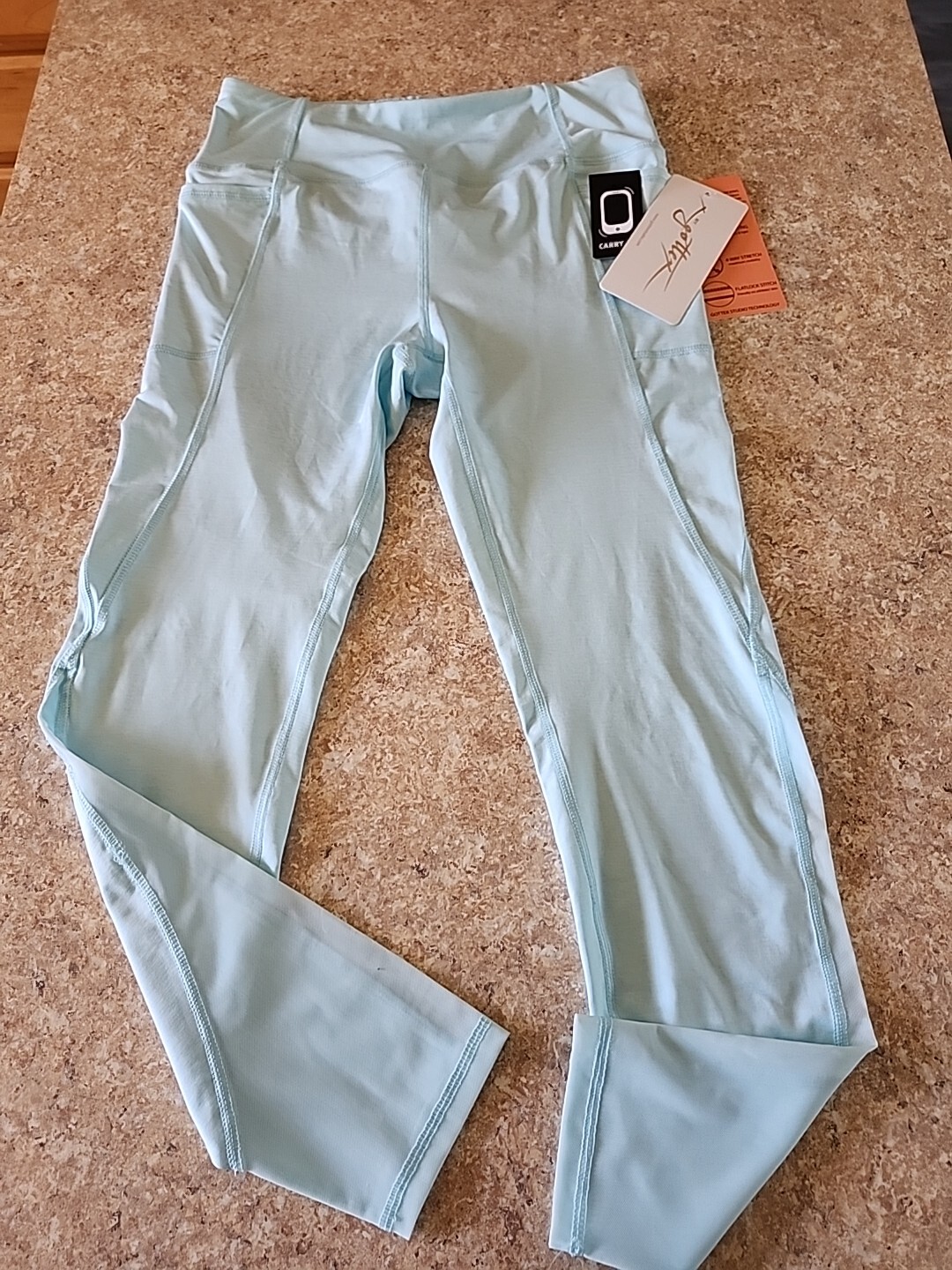 GOTTEX Aqua Heather Yoga Pants with Tummy Control Ankle-Length Leggings NWT-image
