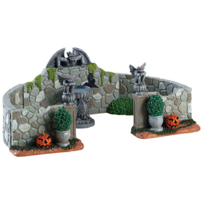 Grey Spooky Rocks Lemax 2024 Grey Gargoyle Gardens Spooky Town #83350 Haunting Rock Wall ...