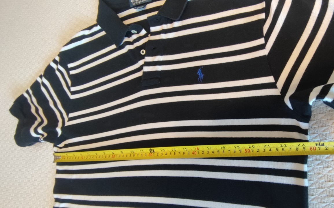 Polo Ralph Lauren vintage camicia uomo grande nera a righe bianca pony vestibilità personalizzata