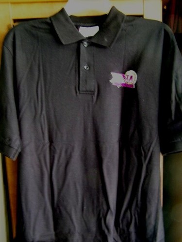 CAMISA POLO NEGRA CALLISTO HUDSON LEICK FIRMADA AUTOGRAFIADA LOGOTIPO XENA MED - Imagen 3 de 3