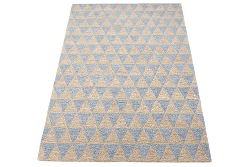 Beige Blau 160X230 cm Teppich 100% Wolle Orientteppich Handgetuftet HT330 - Bild 1 von 5