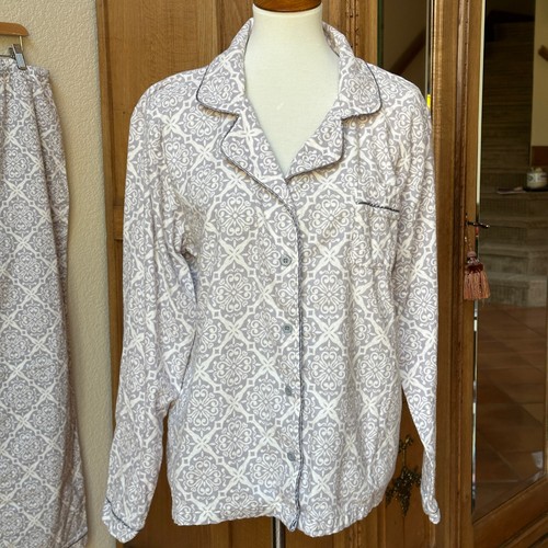 Serra Cotton Flannel 2 pc. Pajama Set Gray & White XL - Picture 5 of 10