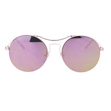 Almost Rimless Fashion Sunglasses Round Circle Flat Mirror Lens UV 400