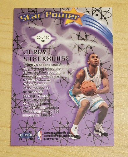 1997-98 Fleer Ultra - Star Power Jerry Stackhouse #20 SP - Picture 2 of 2
