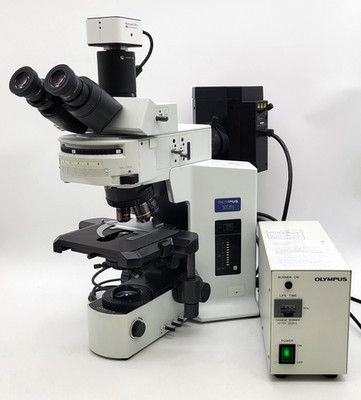 Olympus Microscope BX51 with FISH Fluorescence, Trinocular Head & Camera