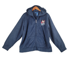 Disney Mickey Mouse Superstar Hoodie Adult XL Navy Full Zip Fleece Embroidered