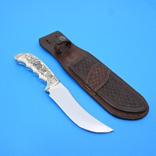 WILLIAM BENNETT TN EARLY CUSTOM SCRIMSHAW & ENGRAVED HUNTER SKINNER KNIFE