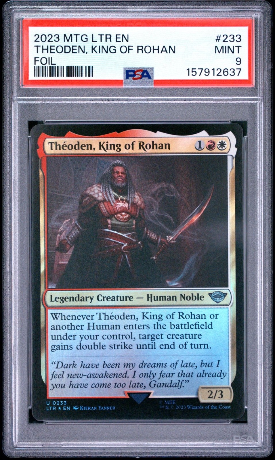 Magic The Gathering Lord of the Rings Theoden King of Rohan Foil #233 PSA 9