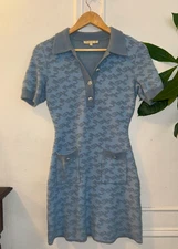 Blue Maje Mini Dress with Logo Print (EU Size 34, US 0-2)