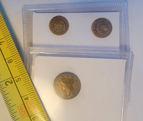 Two! 1852 California Gold Liberty Head $1 Coins w/Wreath + Old Not Real 1857 $1!