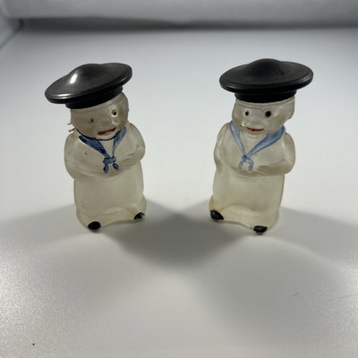 Vintage 1940 s Sailor Doughboy Perfume Bottles Bakelite Tops Hats