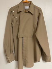 H Bar C California Ranchwear Shirt Pearl Snap Long Tail 70s Beige Men's 16.5