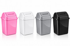 5L Bathroom Bin Swing Top Dust Bin Plastic Waste Paper Basket Office Kitchen New
