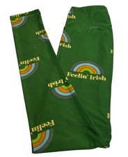 Lularoe Leggings OS One Size St Patrick GREEN Rainbow FEELIN IRISH Words Casual