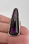 HUGE Vtg Will Denetdale Navajo Sterling Silver Sugilite Triangle Stamped Ring