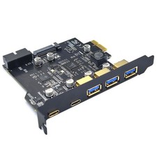 USB 3.2 GEN1 PCIE Expansion Card 5-Port 2 Type-C 3 USB-A 19-Pin Adapter 5Gbps