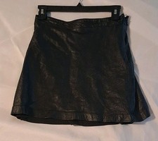 Bebe Genuine Leather Mini Skirt Black Women's Size 6 Y2K Moto Zip Clubwear