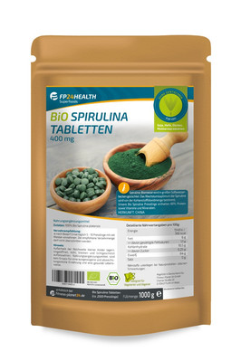 FP24 Health Bio Spirulina Tabletten 400mg - 1kg - Platensis Algen 1000g