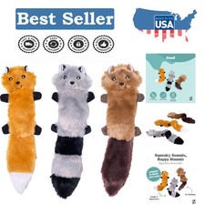 Interactive Plush Dog Toys without Stuffing - 11" Fox, Raccoon Squirrel Pack