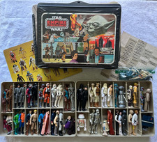 VTG Star Wars Lot - 48 Figures w/ Accessories, Case, Trays, Placard, & Stickers