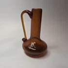 Blenko Glass Company Style Amber Crackle Glass Pitcher / Bud Vase – Hand Blown
