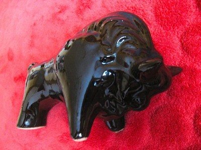 Europäischer Bison   Bulle   Keramik   10 x 16 x 6 cm