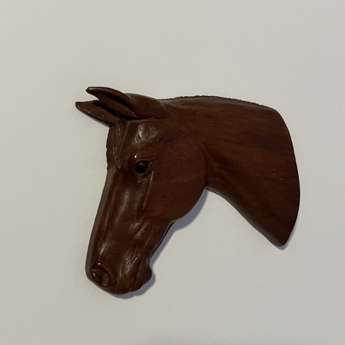 Vintage Small Wood Wall Mount Hanging 3D Brown Horse Head 4.5"W x 4.75"H - Picture 4 of 10