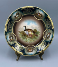 Antiguo Z.S. & Co. Bavaria Royal Vienna Juego Pájaro Gabinete Placa Perdices 9.5"