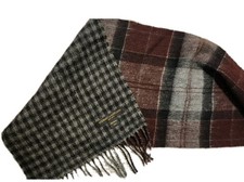 Stewart of Scotland 100 Merino Wool Reversible Plaid Print Scarf 67x10