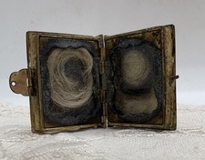 Antique Victorian Hair Mourning Jewelry Book Locket with