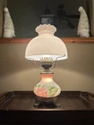 Vintage Gone With the Wind 3 Way Hurricane Parlor Lamp Milk Glass
