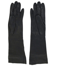 Marshall Field Alexandre Gloves 6 1/2 France 14" Black Leather Silk Lined