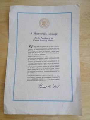 Bicentennial Message To Campbell County VA By Gerald Ford